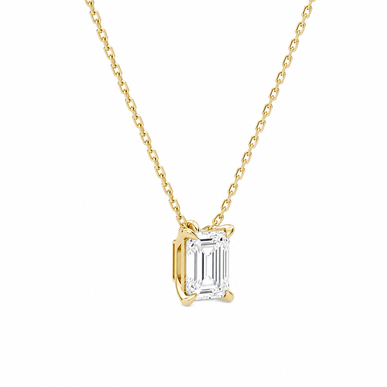 Elysia Emerald Solitaire Diamond Pendant Necklace in 14K Yellow Gold second product view