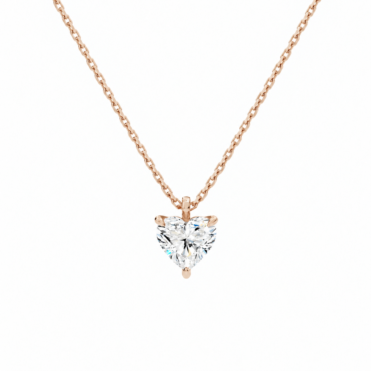 Elysia Heart Solitaire Lab-Grown Diamond Pendant Necklace in 14K Rose Gold, front view