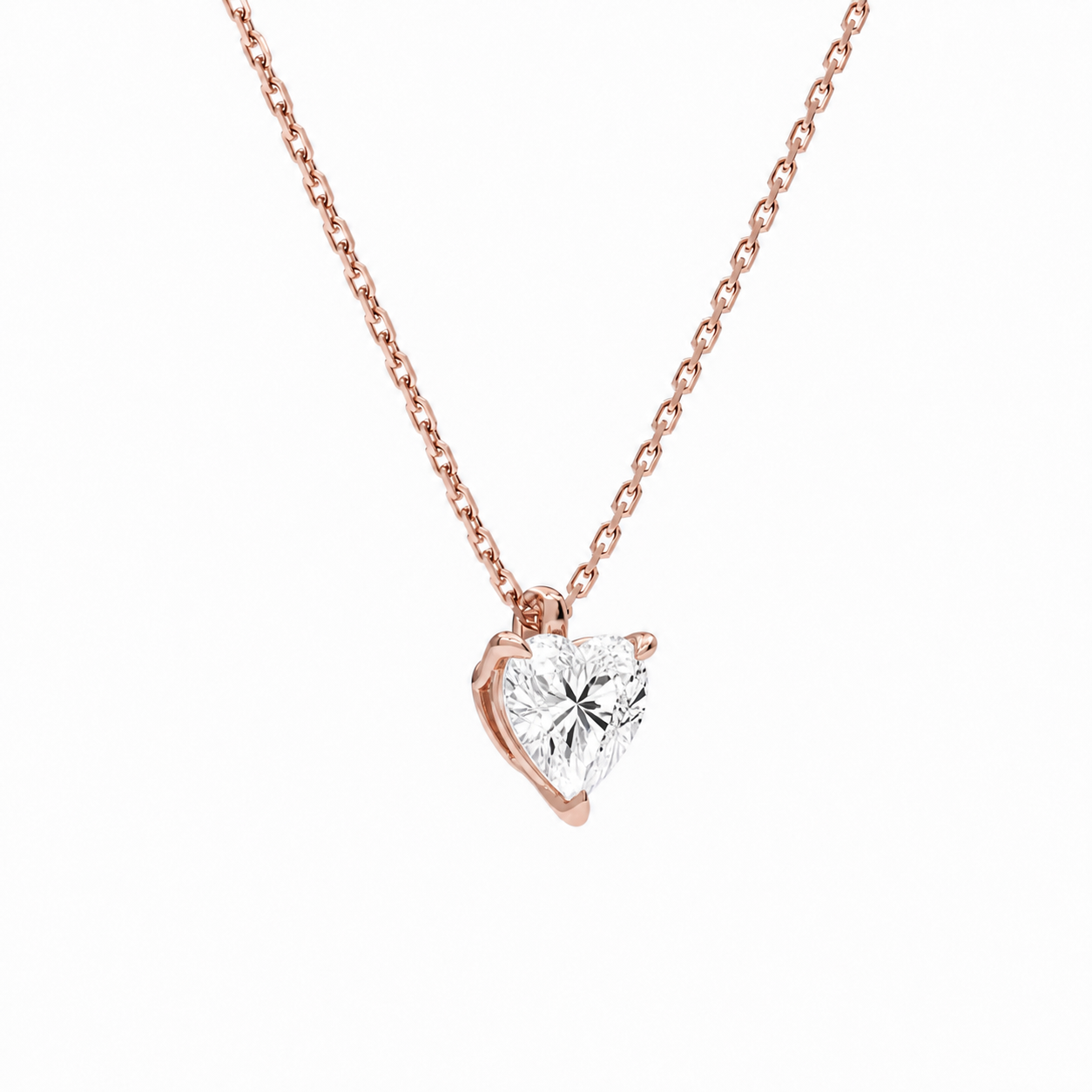 Elysia Heart Solitaire Diamond Pendant Necklace in 14K Rose Gold second product view