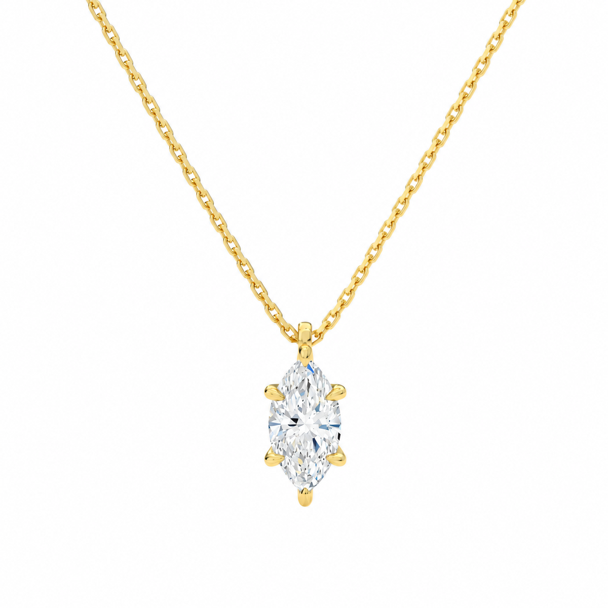 Elysia Marquise Solitaire Lab-Grown Diamond Pendant Necklace in 18K Yellow Gold, front view