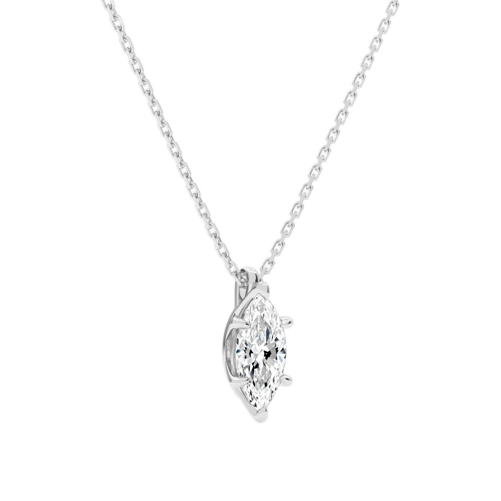 Elysia Marquise Solitaire Diamond Pendant Necklace in 14K White Gold second product view