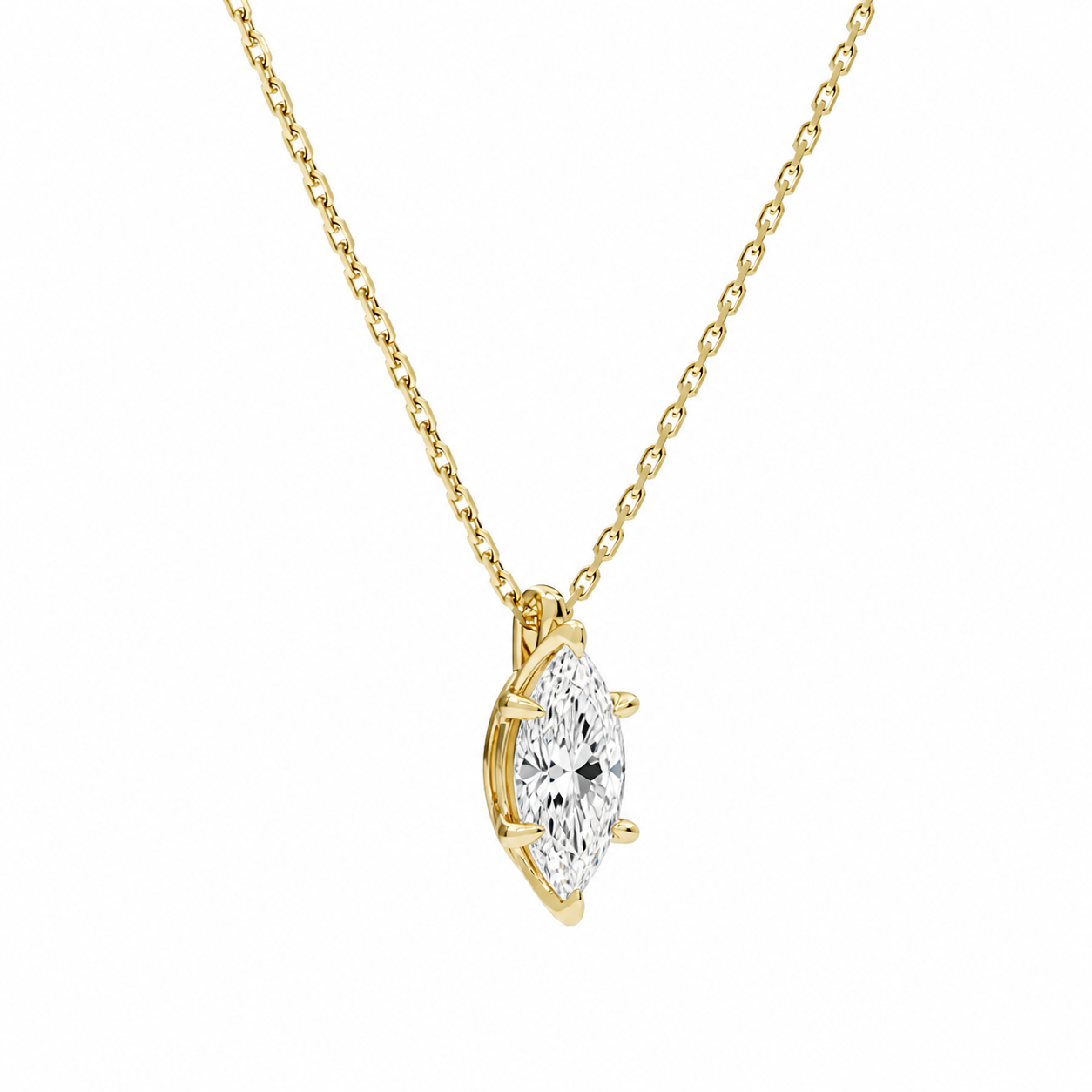 Elysia Marquise Solitaire Diamond Pendant Necklace in 18K Yellow Gold second product view
