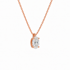 Elysia Oval Solitaire Lab-Grown Diamond Pendant Necklace in 14K Rose Gold, alternate product view