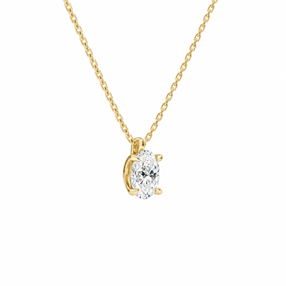 Elysia Oval Solitaire Lab-Grown Diamond Pendant Necklace in 18K Yellow Gold, alternate product view