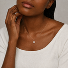 Elysia Oval Solitaire Lab-Grown Diamond Pendant Necklace in 14K Rose Gold, worn on neck