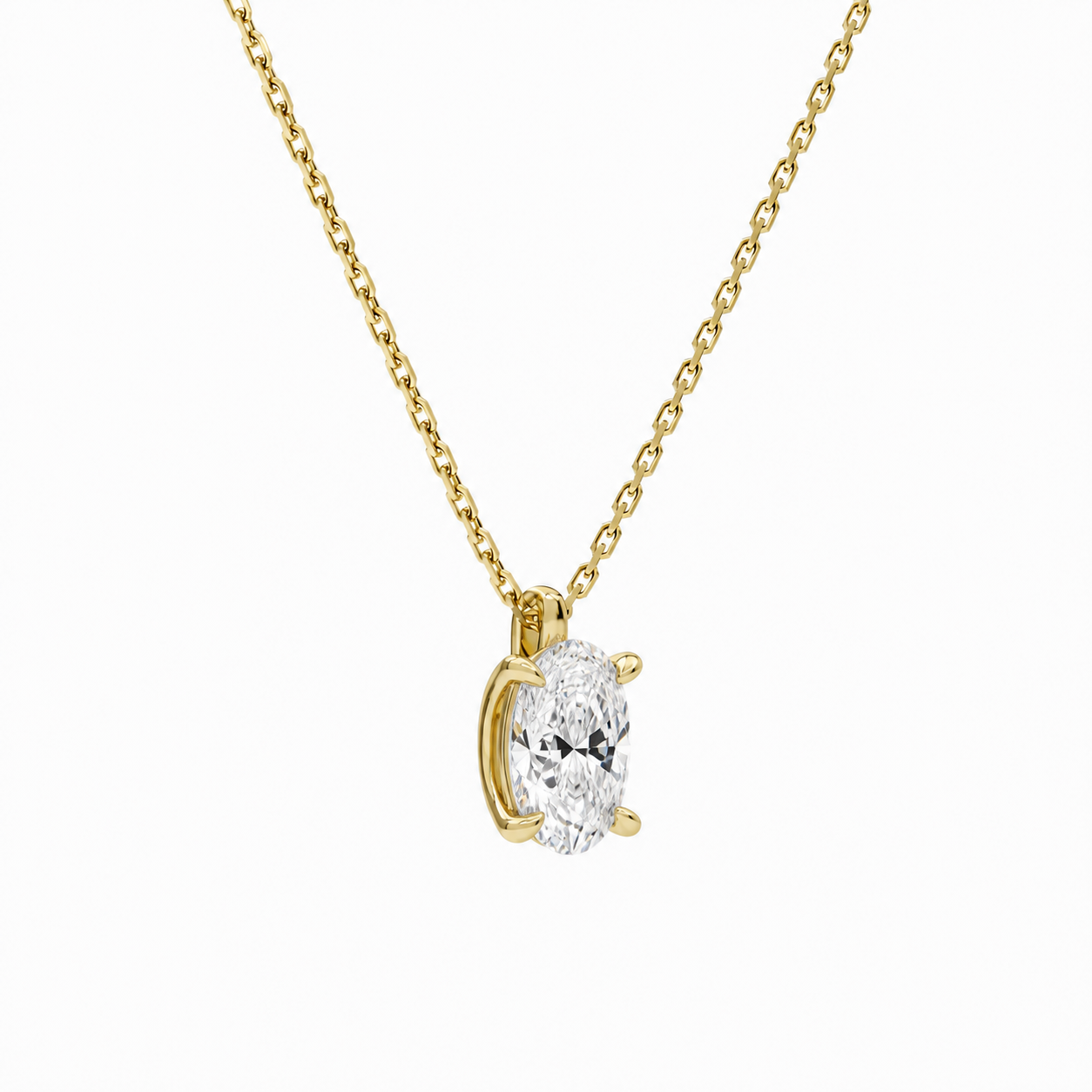 Elysia Oval Solitaire Diamond Pendant Necklace in 18K Yellow Gold second product view