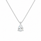 Elysia Pear Solitaire Lab-Grown Diamond Pendant Necklace in 18K White Gold, front view