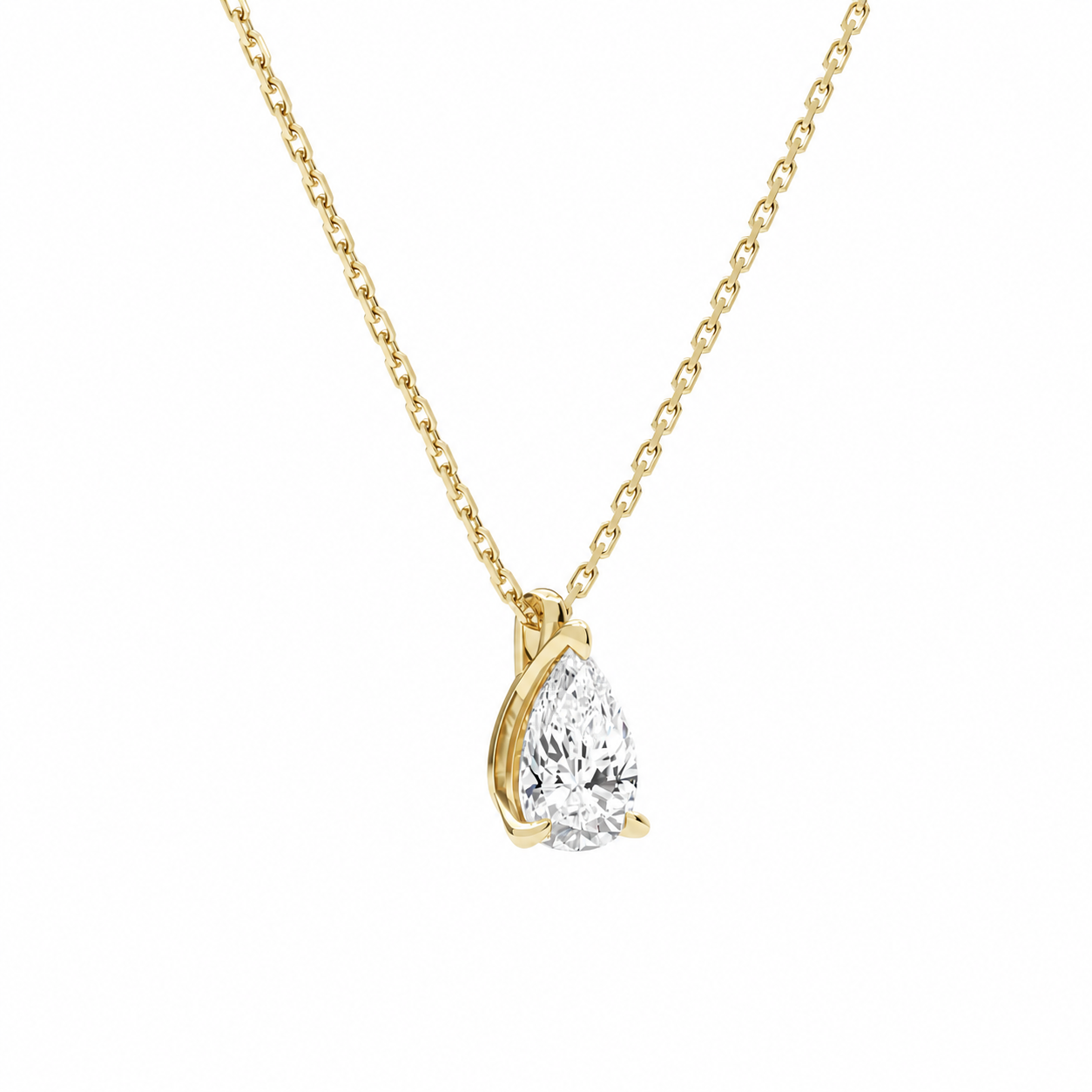 Elysia Pear Solitaire Diamond Pendant Necklace in 14K Yellow Gold second product view