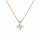 Elysia Princess Solitaire Lab-Grown Diamond Pendant Necklace in 14K Rose Gold, front view