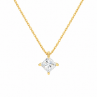 Elysia Princess Solitaire Lab-Grown Diamond Pendant Necklace in 18K Yellow Gold, front view