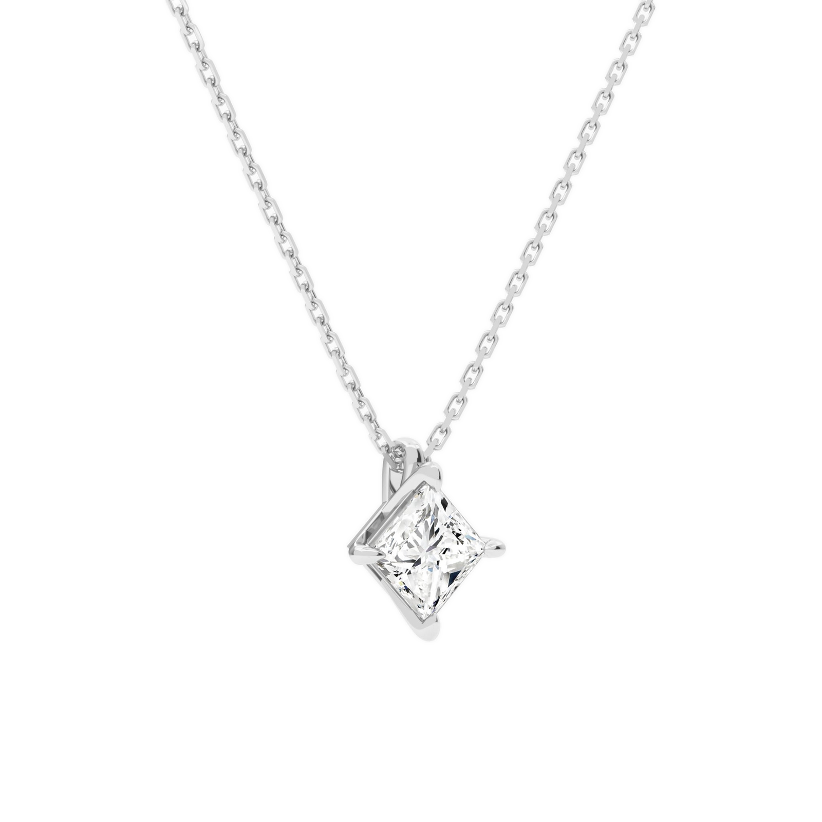 Elysia Princess Solitaire Diamond Pendant Necklace in Platinum second product view