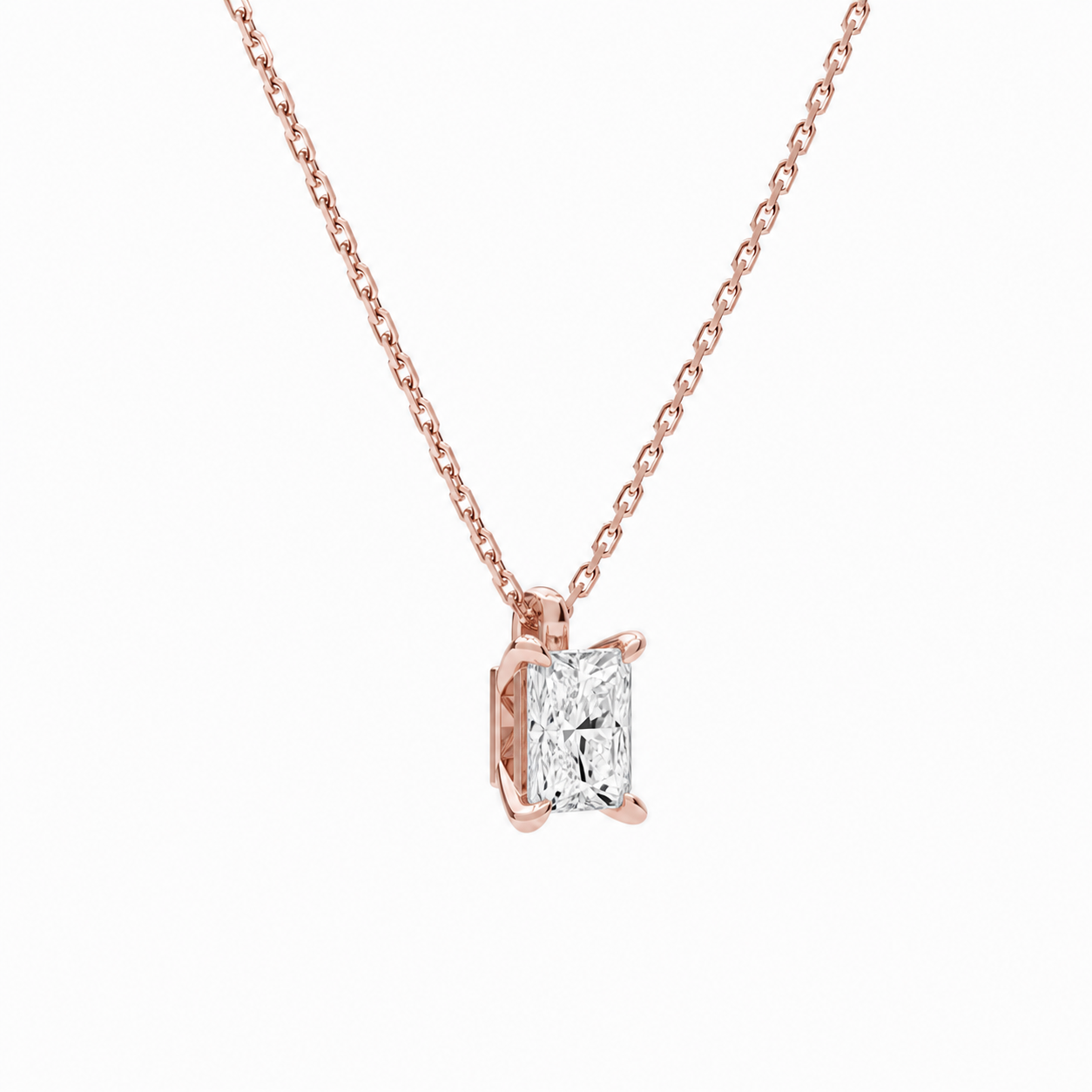 Elysia Radiant Solitaire Diamond Pendant Necklace in 14K Rose Gold second product view