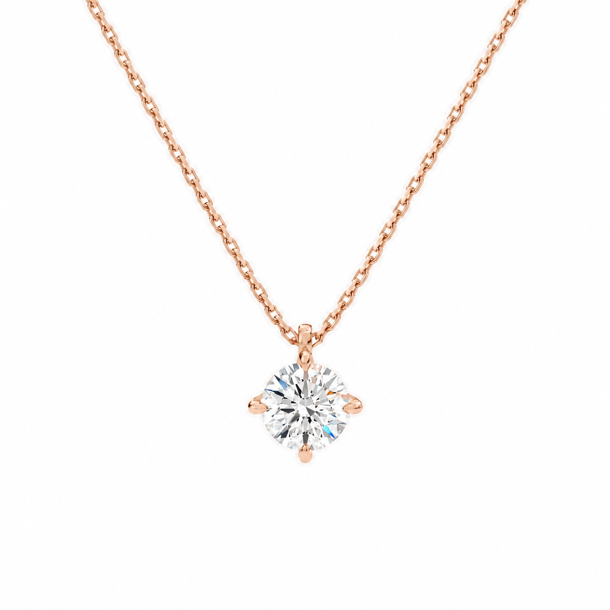 Elysia Round Solitaire Lab-Grown Diamond Pendant Necklace in 14K Rose Gold, front view