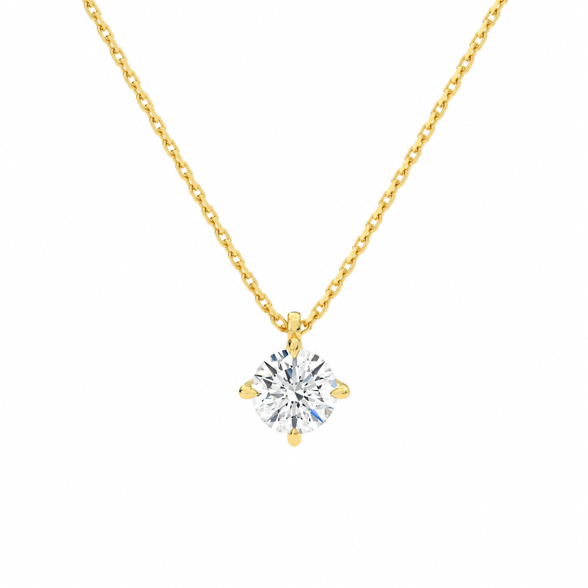 Elysia Round Solitaire Lab-Grown Diamond Pendant Necklace in 14K Yellow Gold, front view