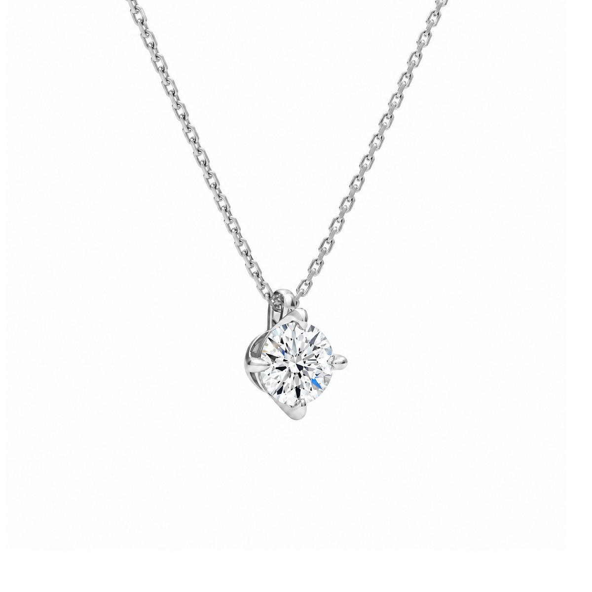 Elysia Round Solitaire Lab-Grown Diamond Pendant Necklace in 18K White Gold, alternate product view