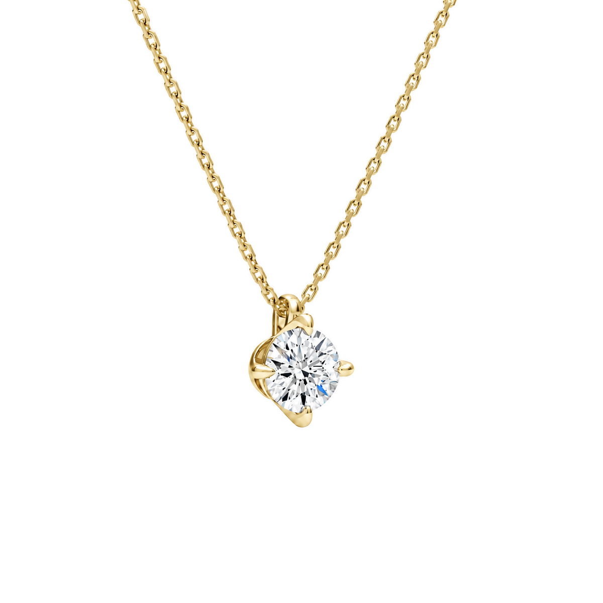 Elysia Round Solitaire Lab-Grown Diamond Pendant Necklace in 18K Yellow Gold, alternate product view