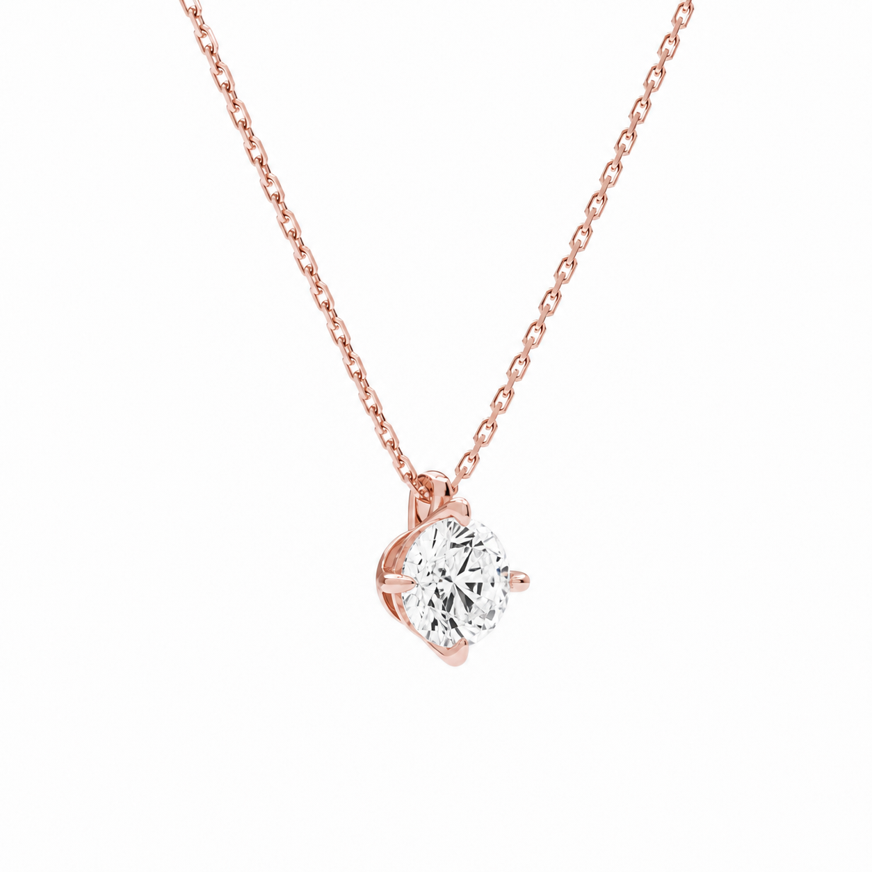 Elysia Round Solitaire Diamond Pendant Necklace in 14K Rose Gold second product view