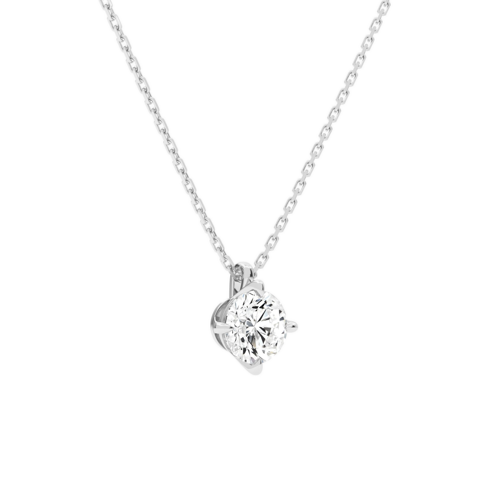 Elysia Round Solitaire Diamond Pendant Necklace in 18K White Gold second product view
