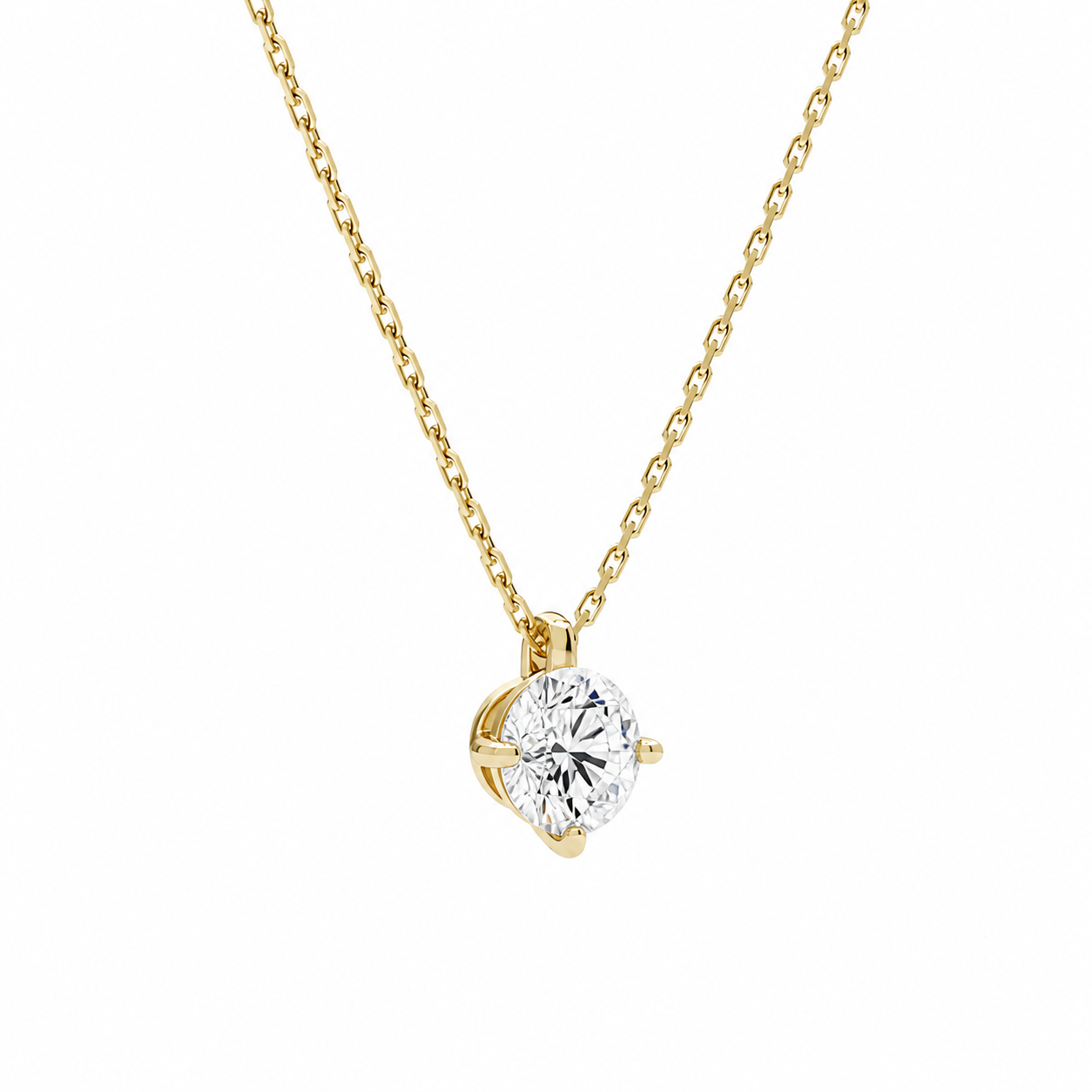 Elysia Round Solitaire Diamond Pendant Necklace in 18K Yellow Gold second product view
