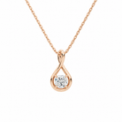 Auralie Cushion Solitaire Twist Lab-Grown Diamond Pendant Necklace in 14K Rose Gold, front view