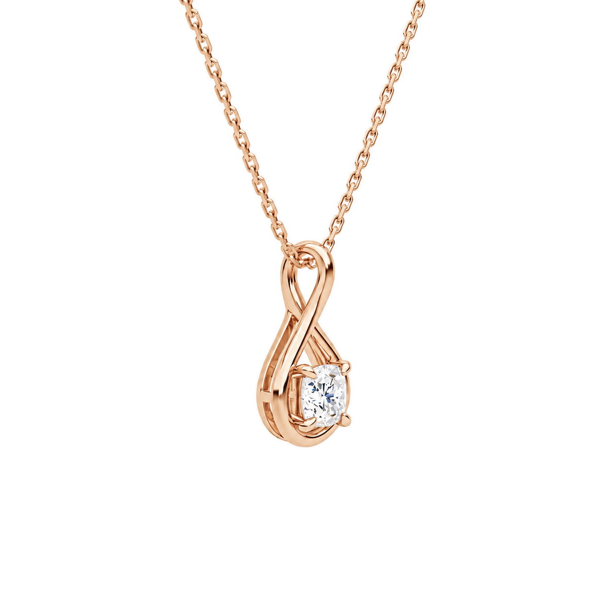 Auralie Cushion Solitaire Twist Lab-Grown Diamond Pendant Necklace in 14K Rose Gold, alternate product view