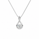 Auralie Cushion Solitaire Twist Lab-Grown Diamond Pendant Necklace in 14K White Gold, front view