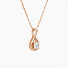 Auralie Cushion Solitaire Twist Diamond Pendant Necklace in 14K Rose Gold second product view
