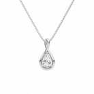 Auralie Pear Solitaire Twist Lab-Grown Diamond Pendant Necklace in 18K White Gold, front view
