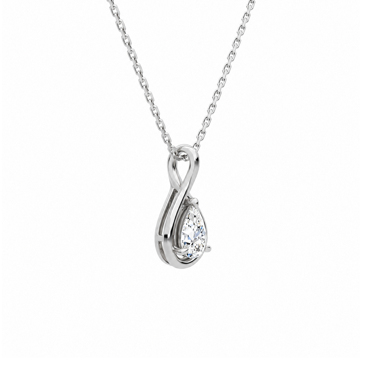 Auralie Pear Solitaire Twist Lab-Grown Diamond Pendant Necklace in Platinum, alternate product view