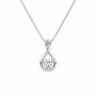Auralie Round Solitaire Twist Lab-Grown Diamond Pendant Necklace in Platinum, front view