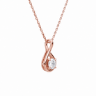 Auralie Round Solitaire Twist Diamond Pendant Necklace in 14K Rose Gold second product view
