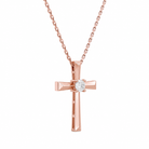 Marlowe Solitaire Cross Diamond Pendant Necklace in 14K Rose Gold second product view
