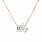 Aviana Emerald & Pear Toi Et Moi Lab-Grown Diamond Necklace in 14K Rose Gold, front view