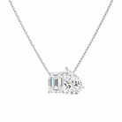 Aviana Emerald & Pear Toi Et Moi Lab-Grown Diamond Necklace in 14K White Gold, front view