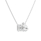Aviana Emerald & Pear Toi Et Moi Diamond Necklace in 18K White Gold second product view