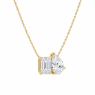 Aviana Emerald & Pear Toi Et Moi Diamond Necklace in 18K Yellow Gold second product view
