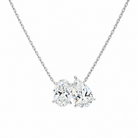 Aviana Oval & Pear Toi Et Moi Lab-Grown Diamond Necklace in 18K White Gold, front view