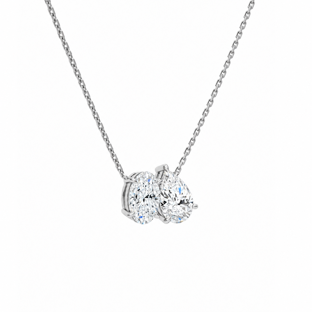 Aviana Oval & Pear Toi Et Moi Lab-Grown Diamond Necklace in Platinum, alternate product view