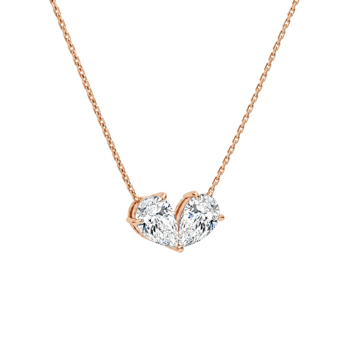 Aviana Double Pear Toi Et Moi Lab-Grown Diamond Necklace in 14K Rose Gold, alternate product view