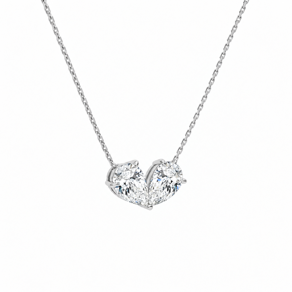 Aviana Double Pear Toi Et Moi Lab-Grown Diamond Necklace in Platinum, alternate product view