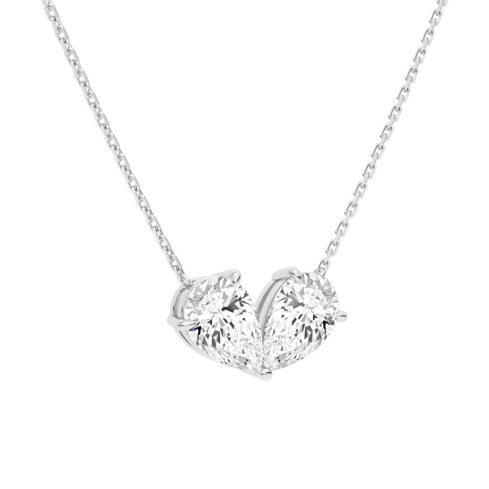 Aviana Double Pear Toi Et Moi Diamond Necklace in Platinum second product view