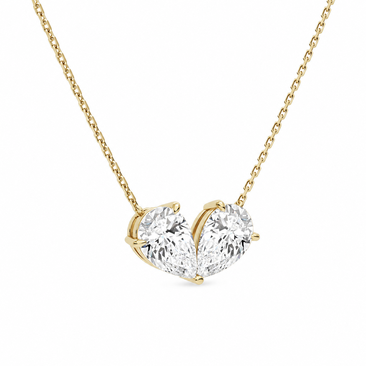 Aviana Double Pear Toi Et Moi Diamond Necklace in 18K Yellow Gold second product view