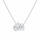 Aviana Pear & Emerald Toi Et Moi Lab-Grown Diamond Necklace in 14K White Gold, front view