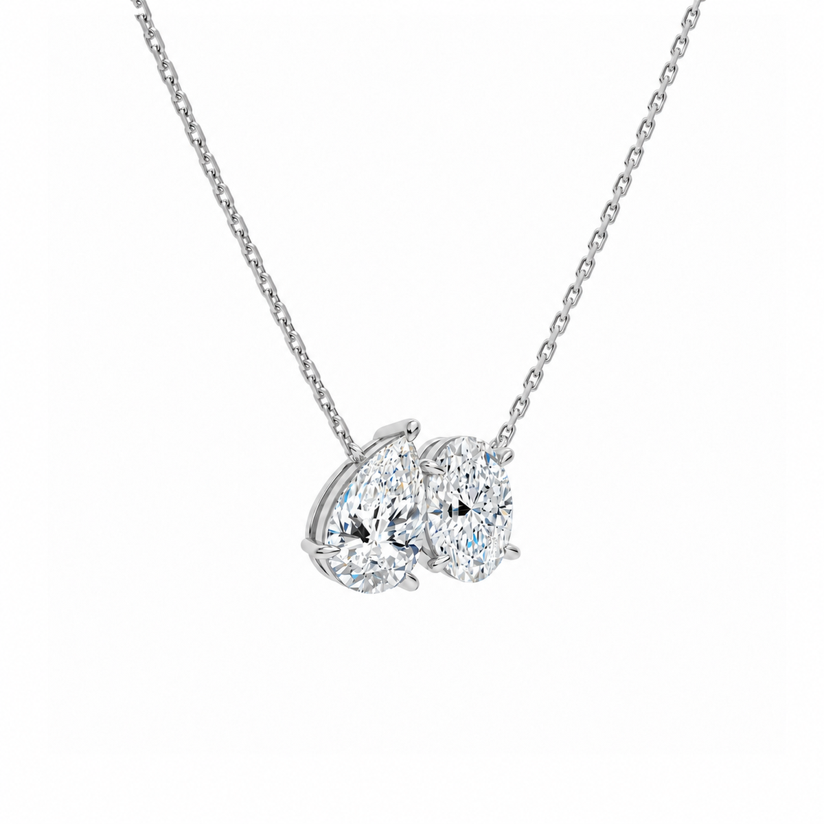 Aviana Pear & Oval Toi Et Moi Lab-Grown Diamond Necklace in Platinum, alternate product view