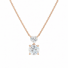 Valora Heart & Round Duo Drop Lab-Grown Diamond Necklace in 14K Rose Gold, front view
