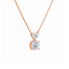 Valora Heart & Round Duo Drop Lab-Grown Diamond Necklace in 14K Rose Gold, alternate product view