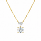 Valora Heart & Round Duo Drop Lab-Grown Diamond Necklace in 18K Yellow Gold, front view