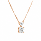 Valora Heart & Round Duo Drop Diamond Necklace in 14K Rose Gold second product view