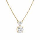 Valora Heart & Round Duo Drop Diamond Necklace in 18K Yellow Gold second product view