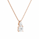 Valora Cushion & Pear Duo Drop Diamond Necklace in 14K Rose Gold second product view